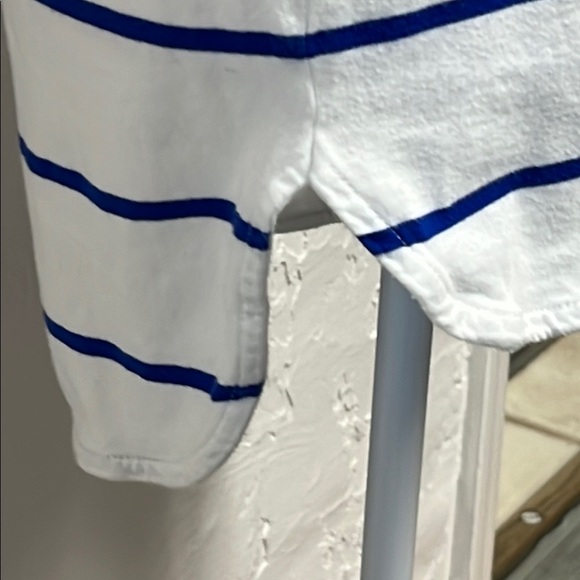 Nautica White and Blue Striped Boxy Long Sleeve 3/4 Length Top Tee - Picture 5 of 10
